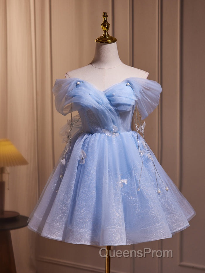 Blue Fairy Off the Shoulder Lace Short Homecoming Dress Secondary image