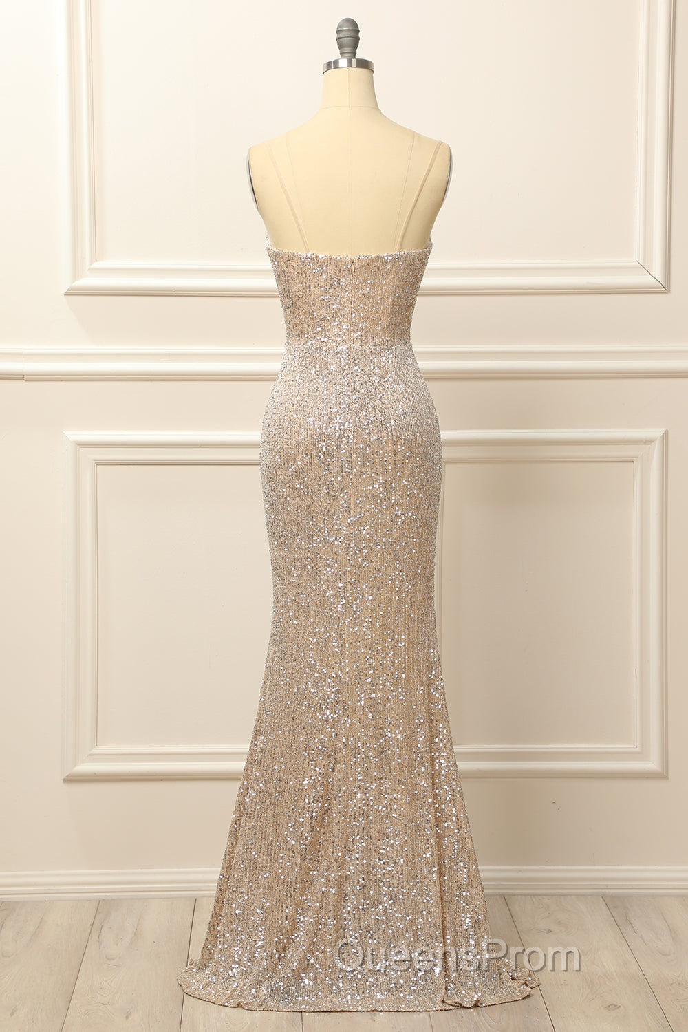 Silver Sequins Long Evening Prom Dress with Slit Secondary image