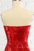 Sheath Sweetheart Red Sequins Evening Prom Dress with Sequins