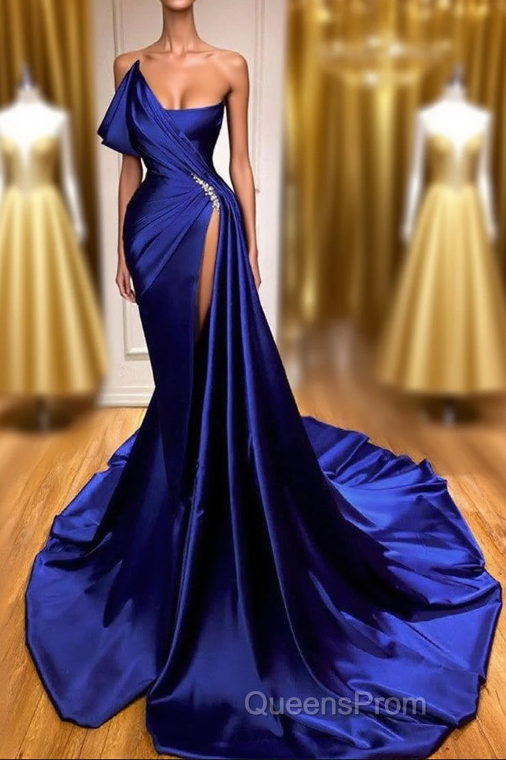 Designer Royal Blue Long Mermaid Evening Prom Dress With Split On Sale Main image