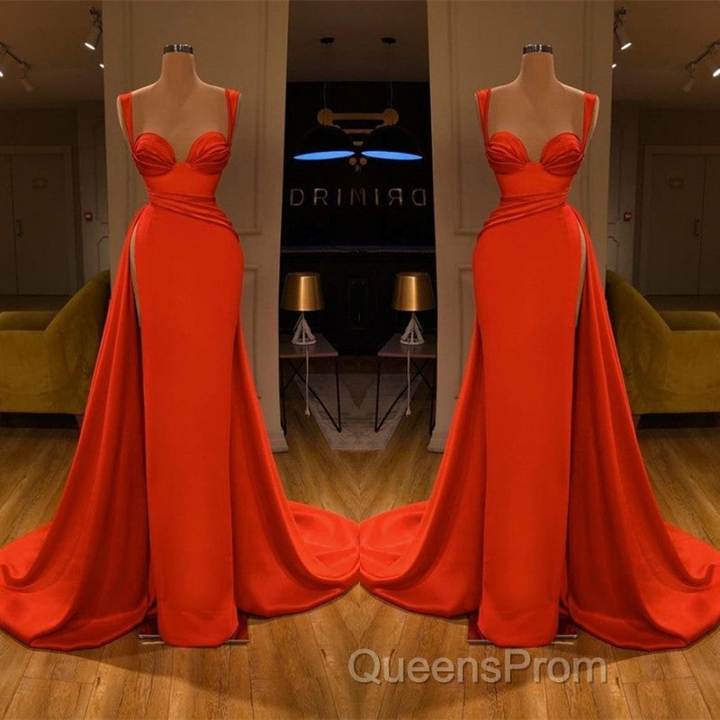 Beautiful Red Starps Sweetheart Long Evening Prom Dress With Split