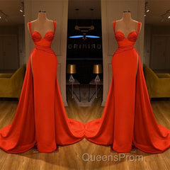 Beautiful Red Starps Sweetheart Long Evening Prom Dress With Split