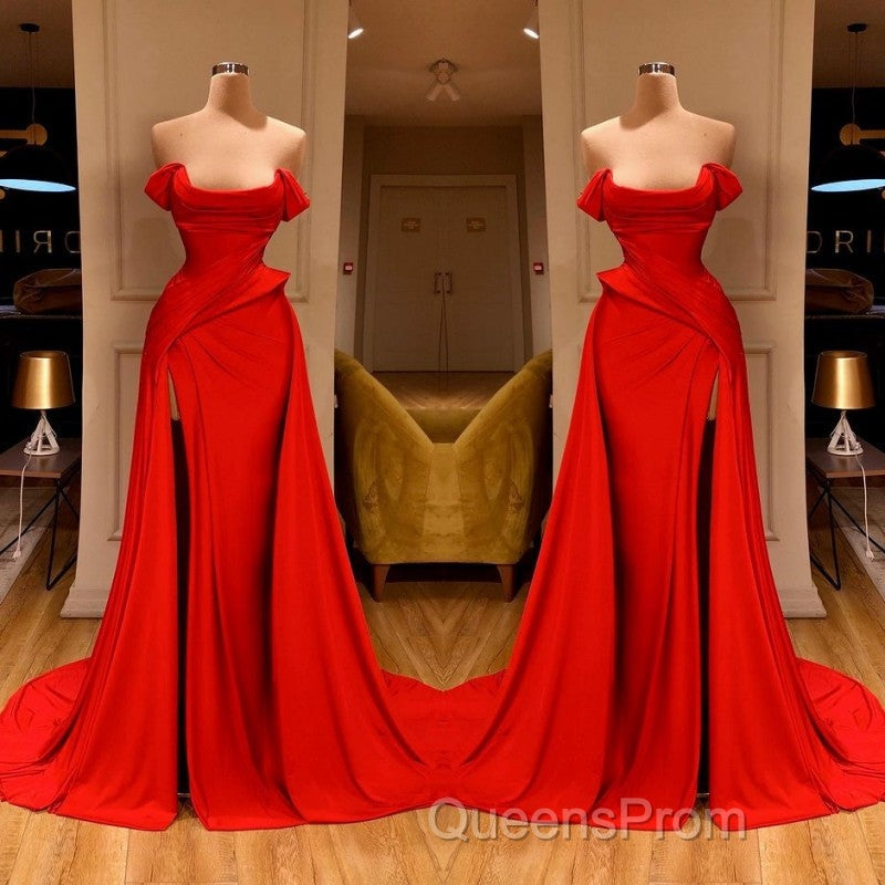 Sexy Red Off-the-Shoulder Long Evening Prom Dress With Split Online