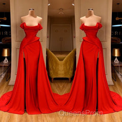 Sexy Red Off-the-Shoulder Long Evening Prom Dress With Split Online