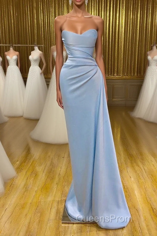 Unique Cross Sweetheart Light Blue Soft-pleated Long Evening Prom Dress Main image