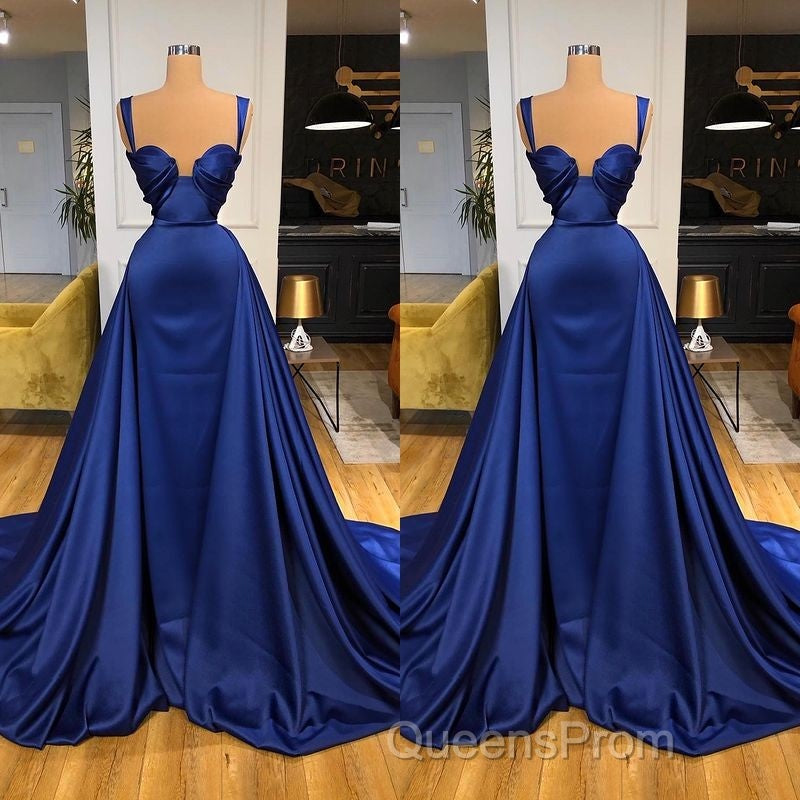 Chic Royal Blue Straps Sweetheart Evening Prom Dress Overskirt With Detachable Train Secondary image
