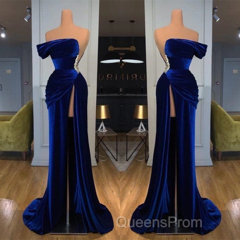 Off-the-Shoulder Mermaid Long Evening Prom Dress With Split