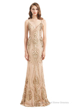 Mermaid Sequins Spaghetti Straps Prom Dresses With Detachable Train