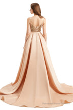 Mermaid Sequins Spaghetti Straps Prom Dresses With Detachable Train