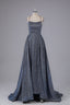 Charming Spaghetti Straps Open Back Sweep Train Prom Dress