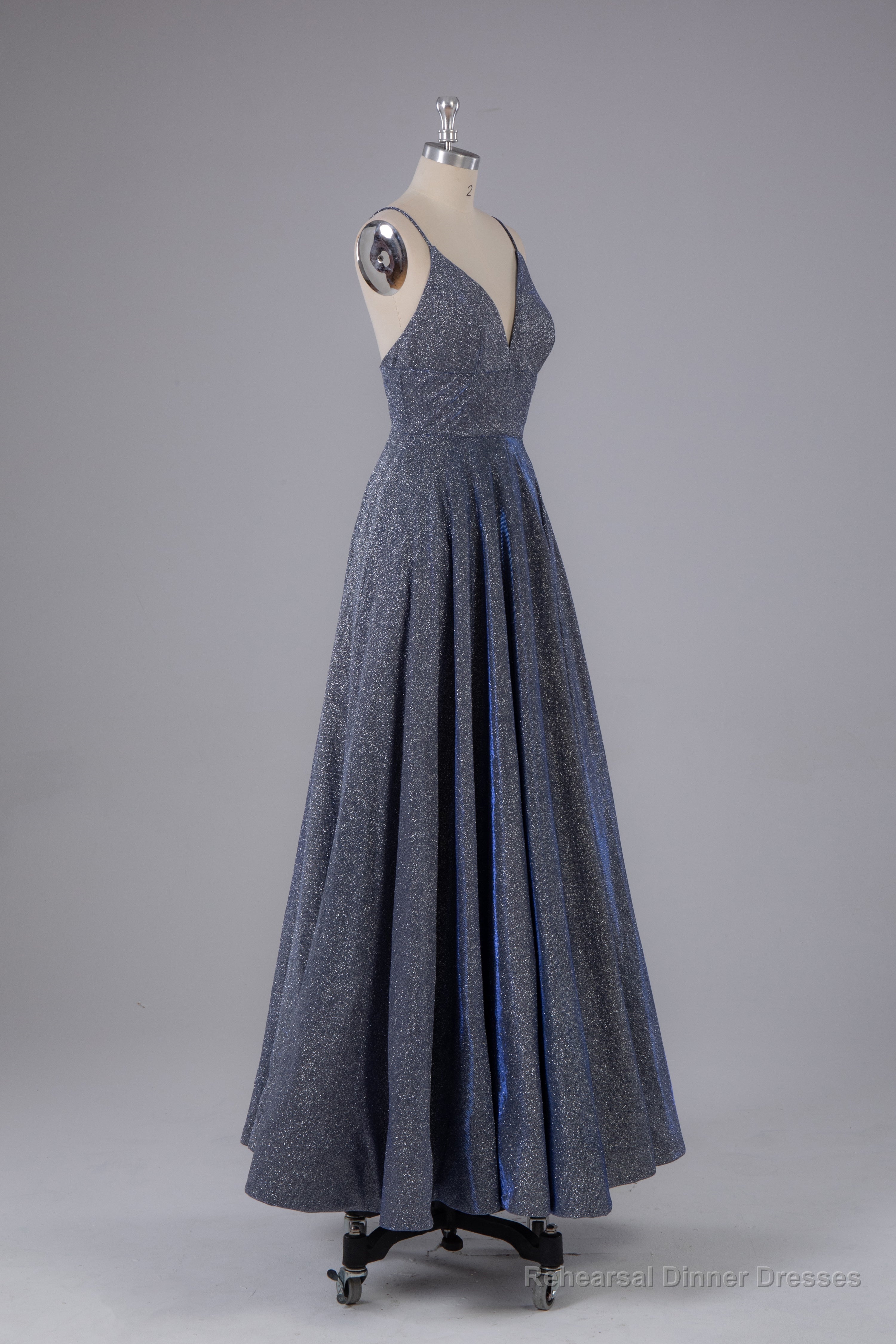 Charming A-line V Neck Backless Floor Length Prom Dress Secondary image