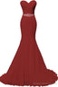 Chic Mermaid Sweetheart Long Lace Prom Dresses