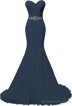 Chic Mermaid Sweetheart Long Lace Prom Dresses