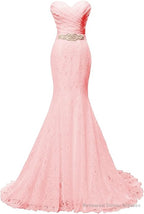Chic Mermaid Sweetheart Long Lace Prom Dresses