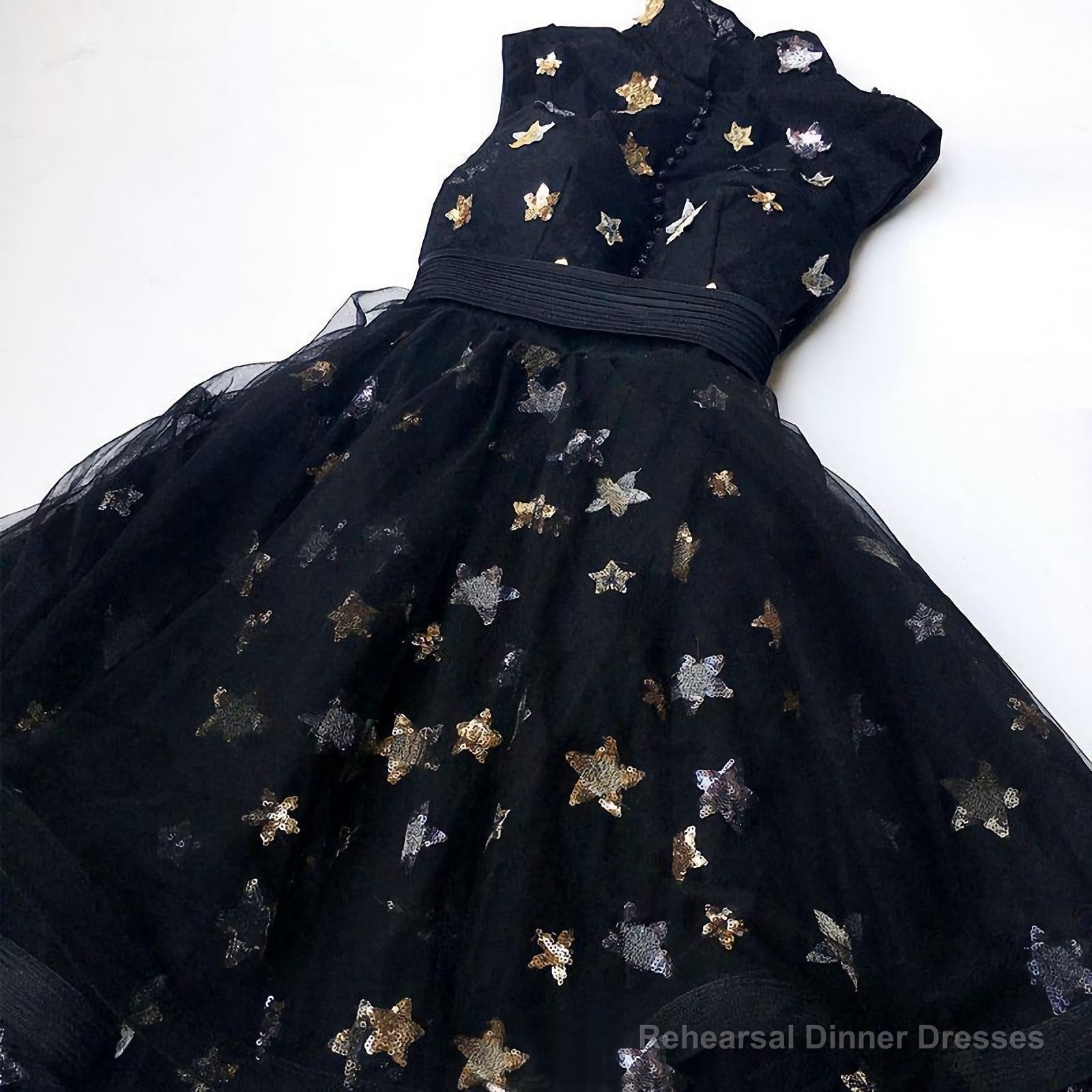 Chic A Line High Neck Black Straps Short Prom Dresses, Cute Homecoming Dresses Secondary image