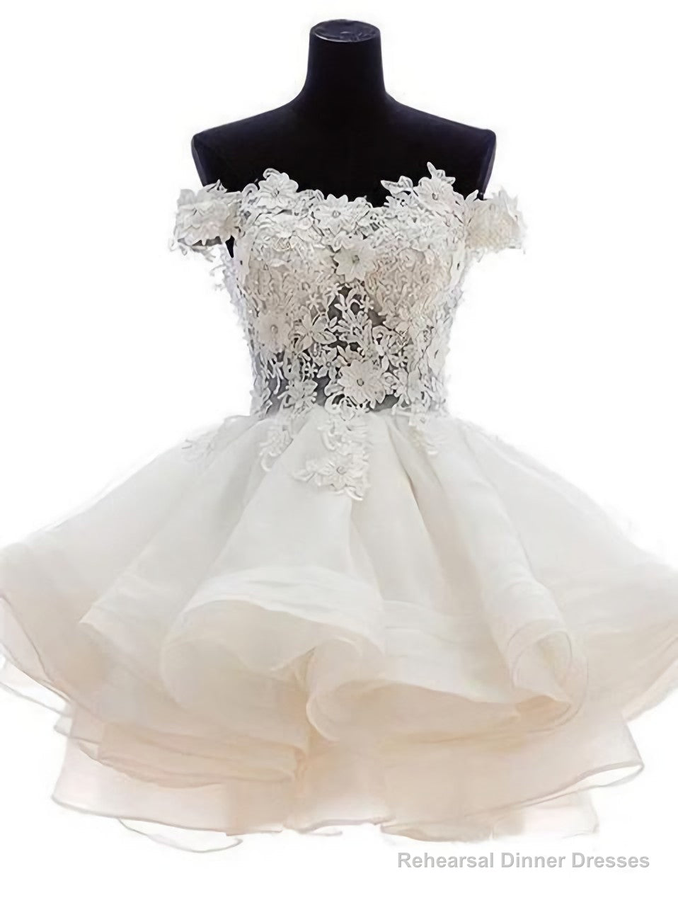 Cute Off The Shoulder Homecoming Dresses, Ivory Lace Beaded Homecoming Dresses