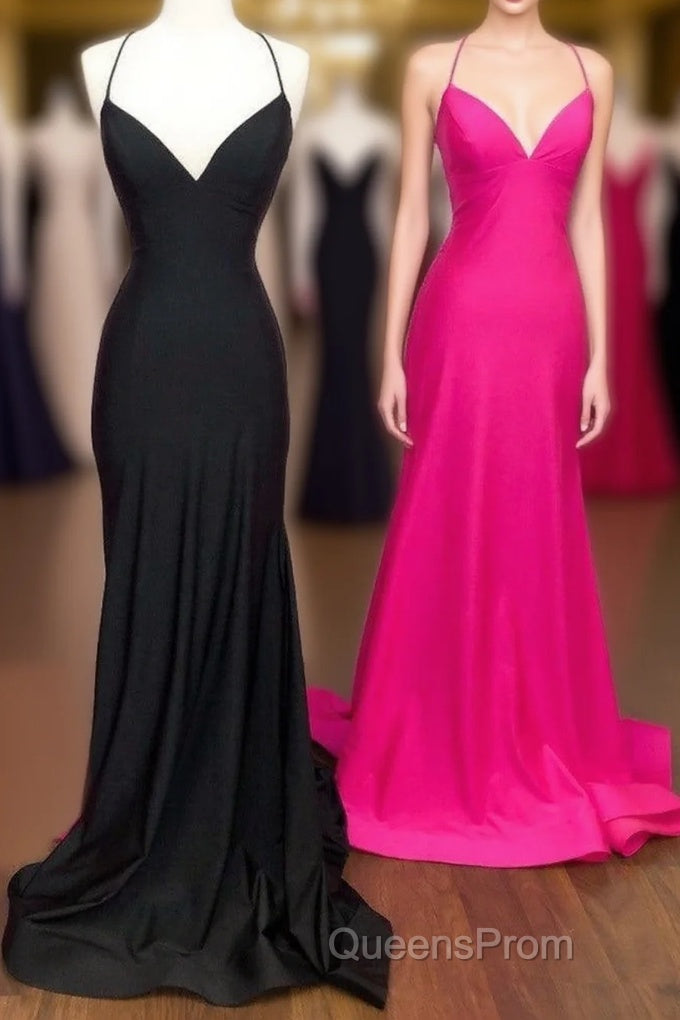 Simply Mermaid Black Straps Long Formal Dress Main image