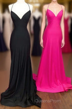 Simply Mermaid Black Straps Long Formal Dress