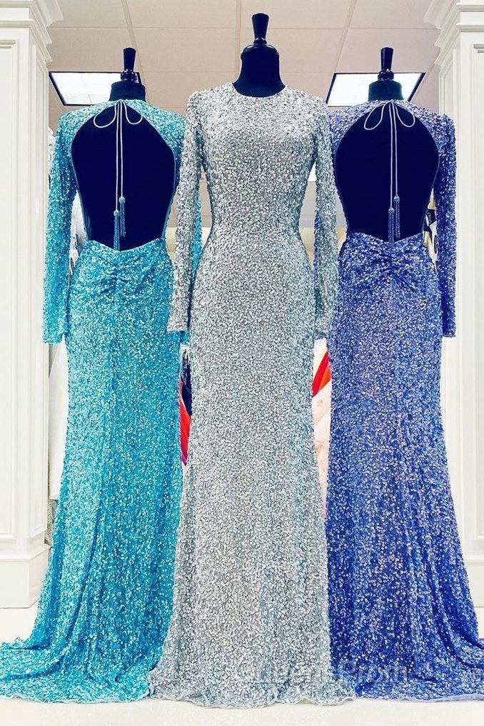 Modest Long Sleeves Sequins Mermaid Formal Dress Secondary image