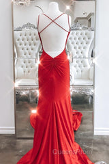 Mermaid Black Long Evening Prom Dress with Cross Back