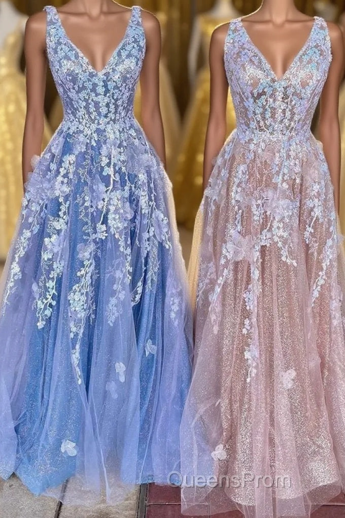 A-line Appliques Tulle Long Formal Dress Main image