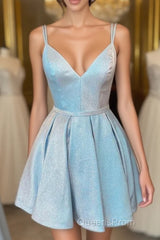 Chic Spaghetti Straps A Line Short Homecoming Dress