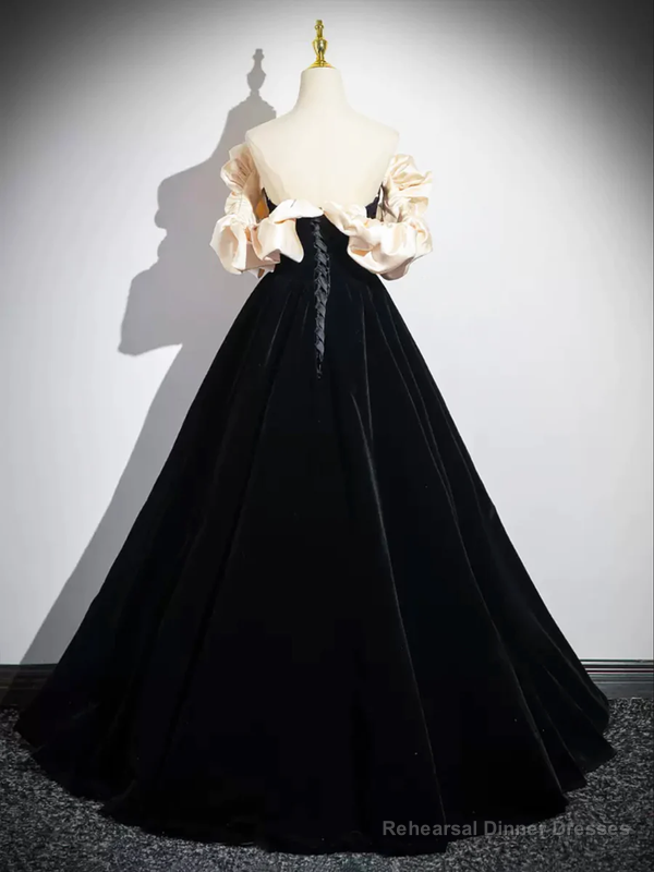 Black A-Line Velvet Long Prom Dress Formal Party Dress Secondary image