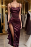 Sexy Slit Ruffles Evening Prom Dress