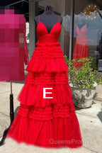 Sparkly Spaghetti Straps Tiered Tulle Evening Prom Dress, New Long Party Gown