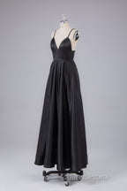 Elegant A Line Satin Spaghetti Straps Long Evening Prom Dress