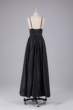 Elegant A Line Satin Spaghetti Straps Long Evening Prom Dress