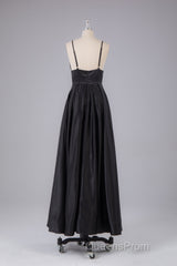 Elegant A Line Satin Spaghetti Straps Long Evening Prom Dress