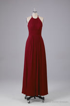 Elegant Chiffon Halter Floor Length Bridesmaid Dresses