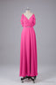 Elegant Chiffon Straps V-Back Long Bridesmaid Dresses