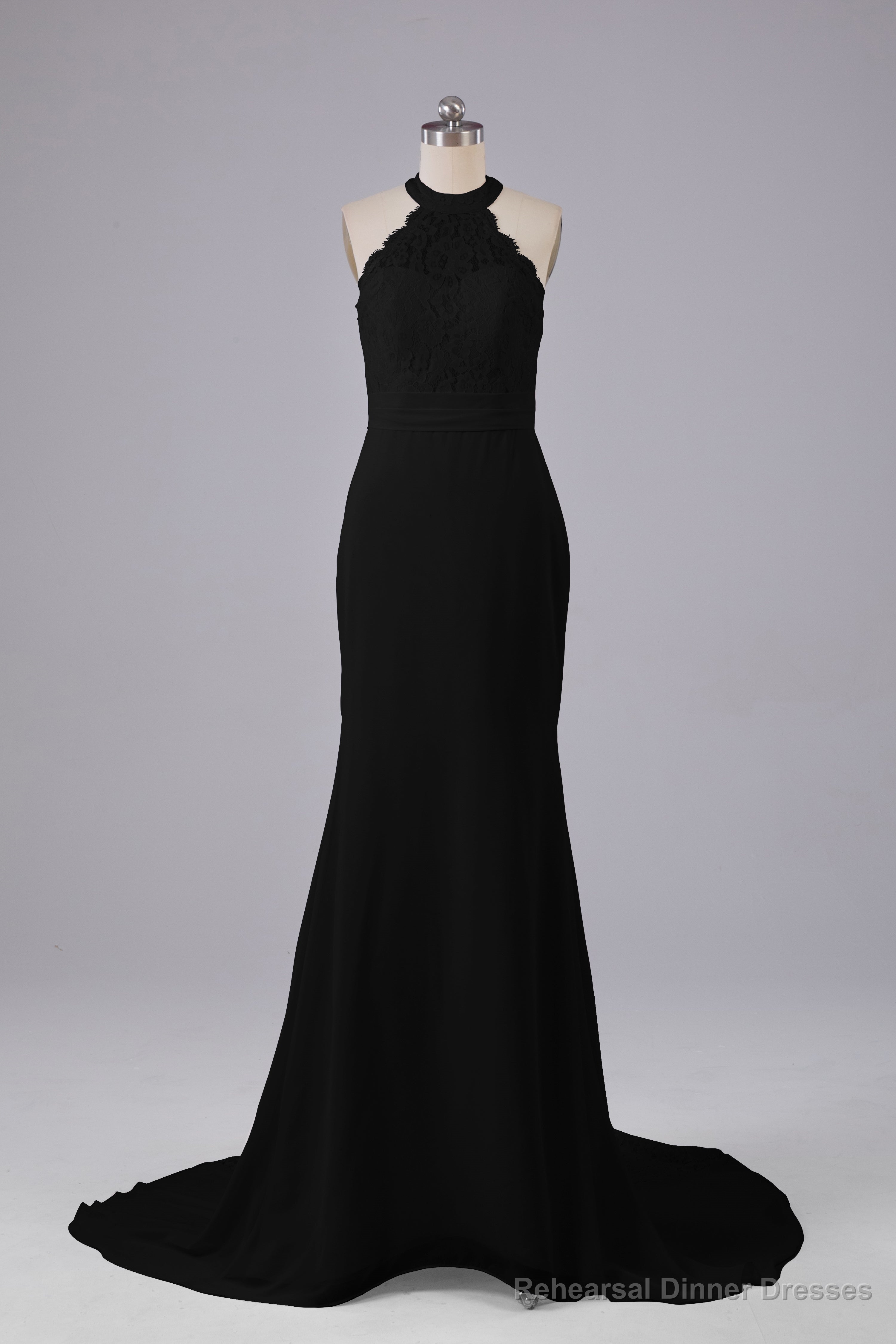 Elegant Halter Court Train Bridesmaid Dresses Secondary image