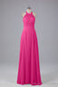 Elegant Halter Illusion Lace Floor Length Bridesmaid Dresses