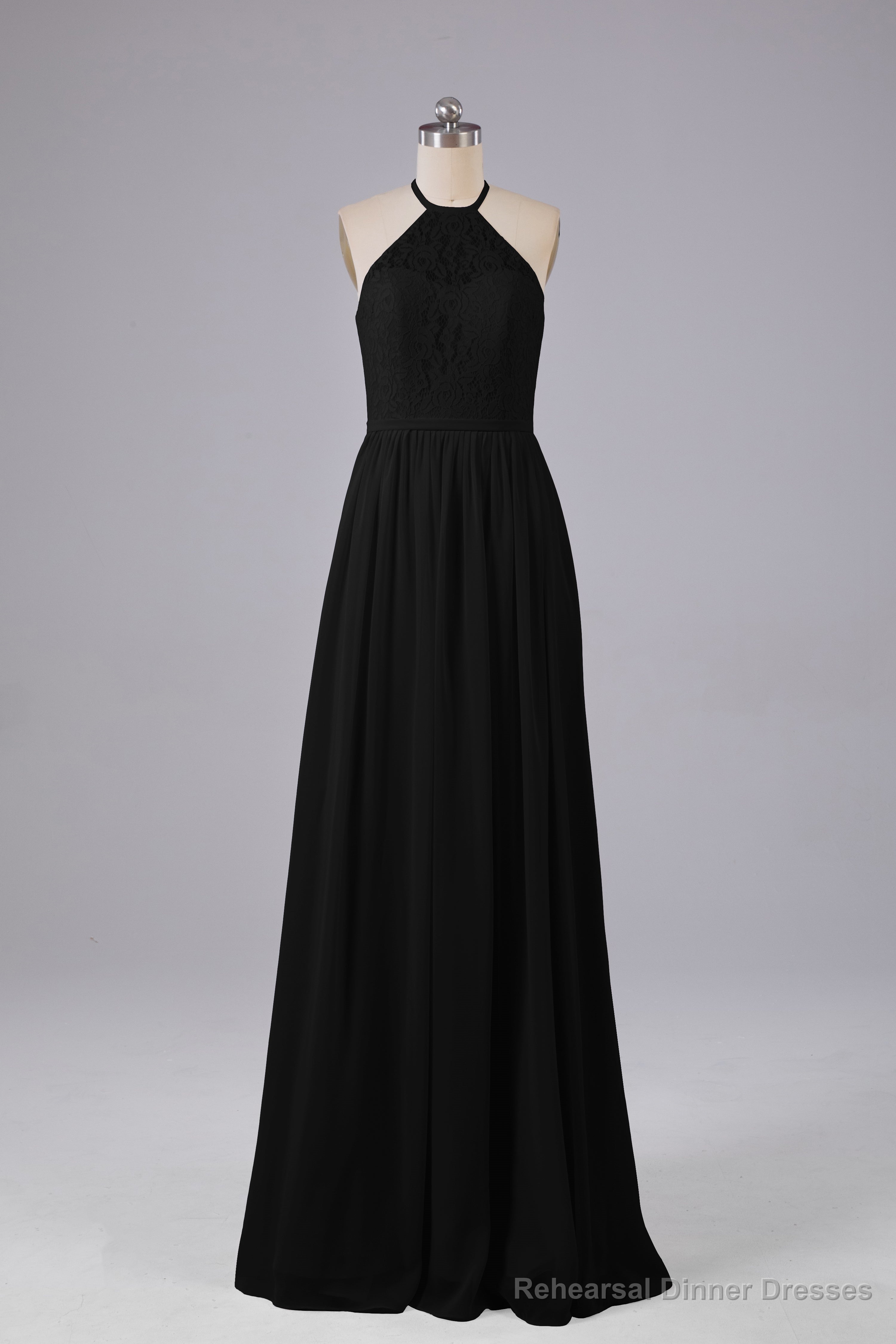 Elegant Keyhole Halter Lace Long Bridesmaid Dresses Secondary image