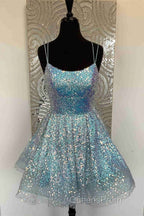 Cute Hot Pink Sequins A-Line Homecoming Dress Hoco Night Dress