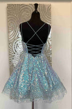 Cute Hot Pink Sequins A-Line Homecoming Dress Hoco Night Dress