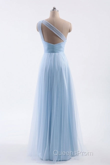 One Shoulder Sweetheart Ice Blue Bridesmaid Dress Secondary image