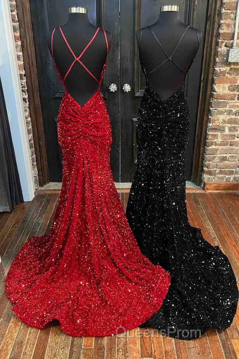 Mermaid Sequine Long Evening Prom Dress with Double Straps Secondary image