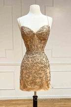 Tie Back Blue Appliqued Bodycon Homecoming Dress