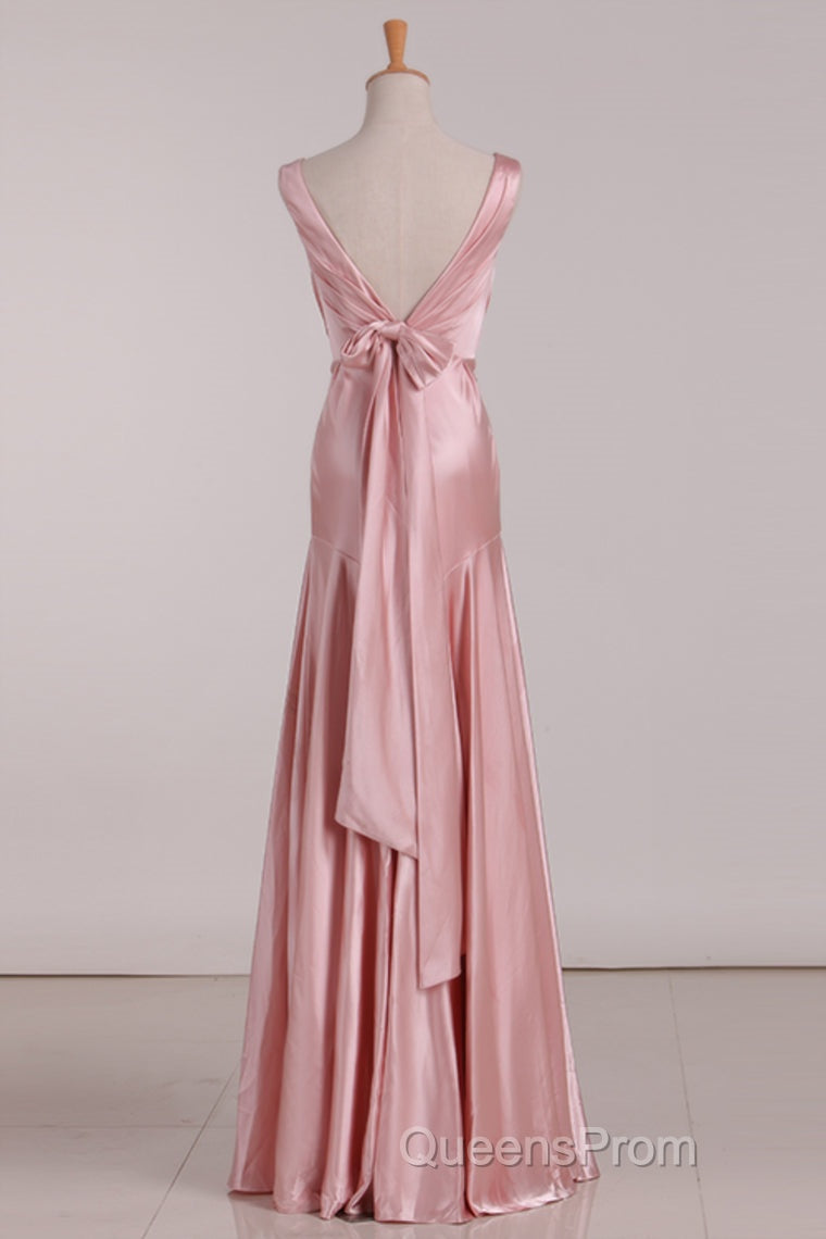 V-Neck Pink Tie Back Mermaid Bridesmaid Dress Secondary image