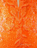 Glitter Orange Spaghetti Straps Orange Tight Sequined Homecoming Dress