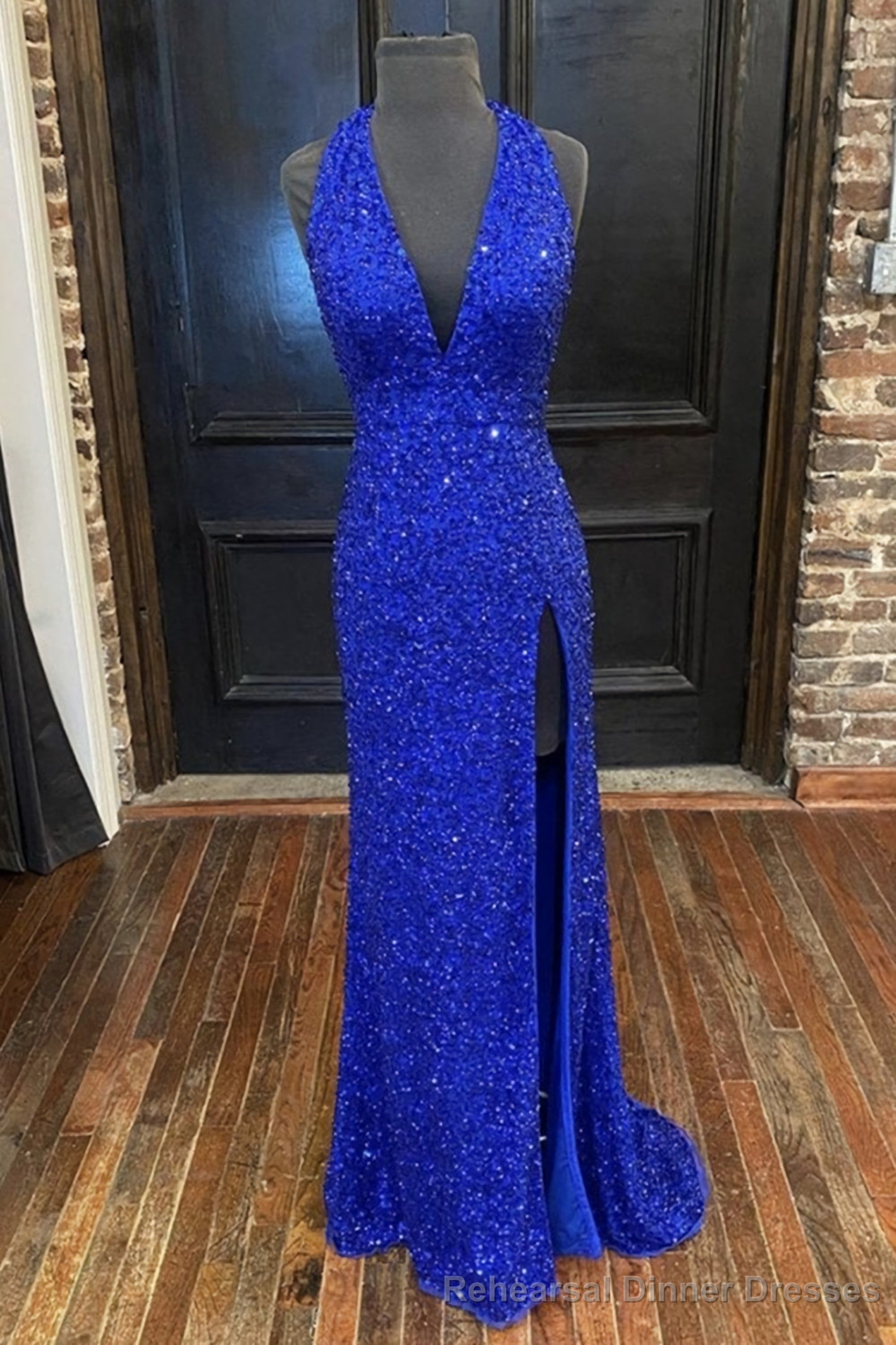Gorgeous Detachable Train Mermaid Royal Blue Sequins Prom Dress Secondary image