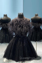 Light Blue A-Line Strapless Homecoming Dress with Feathers