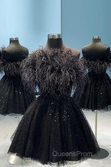 Light Blue A-Line Strapless Homecoming Dress with Feathers