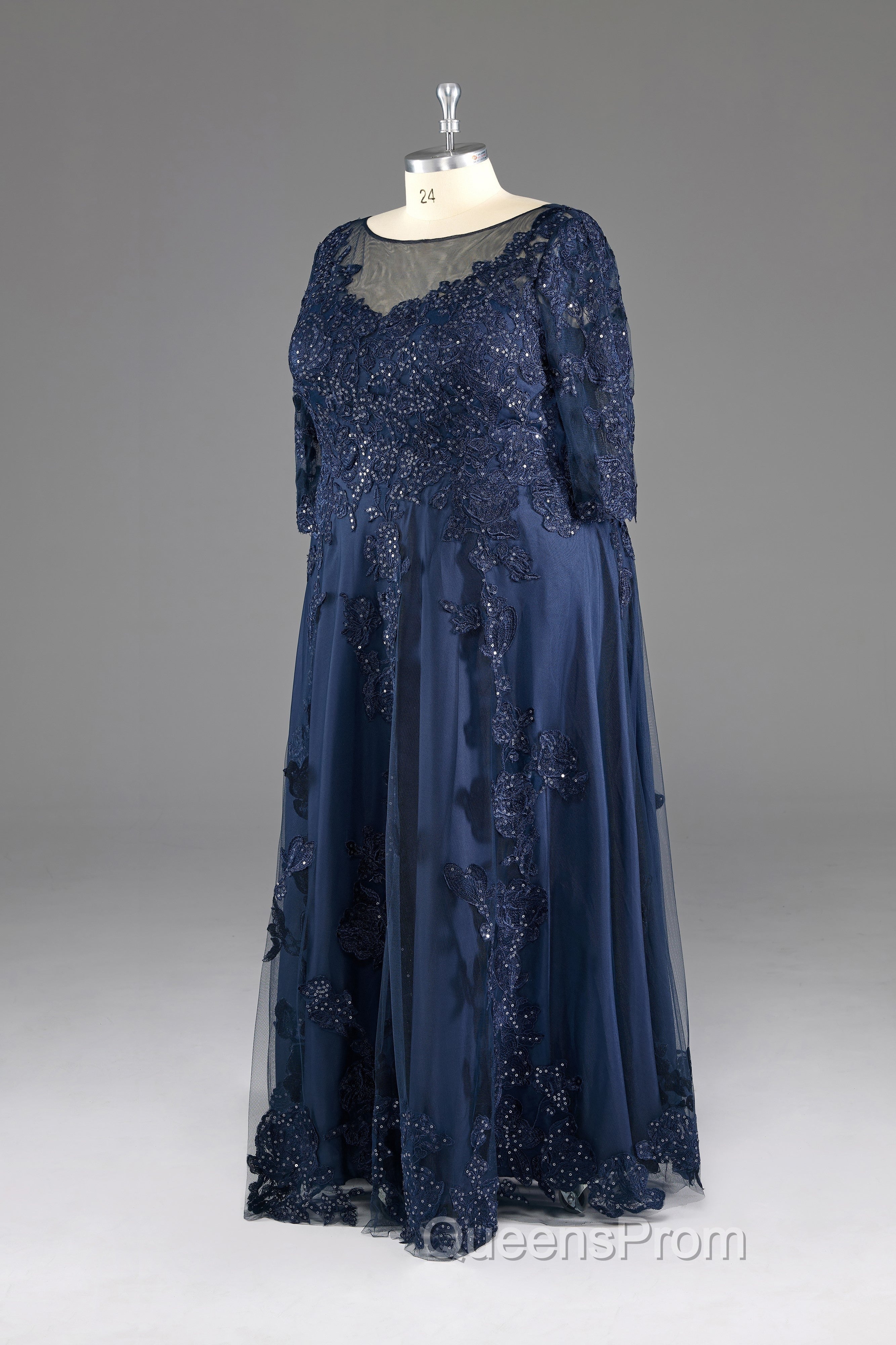 Half sleeves Sequined Elegant Lace Mother of The Bride Dress Secondary image