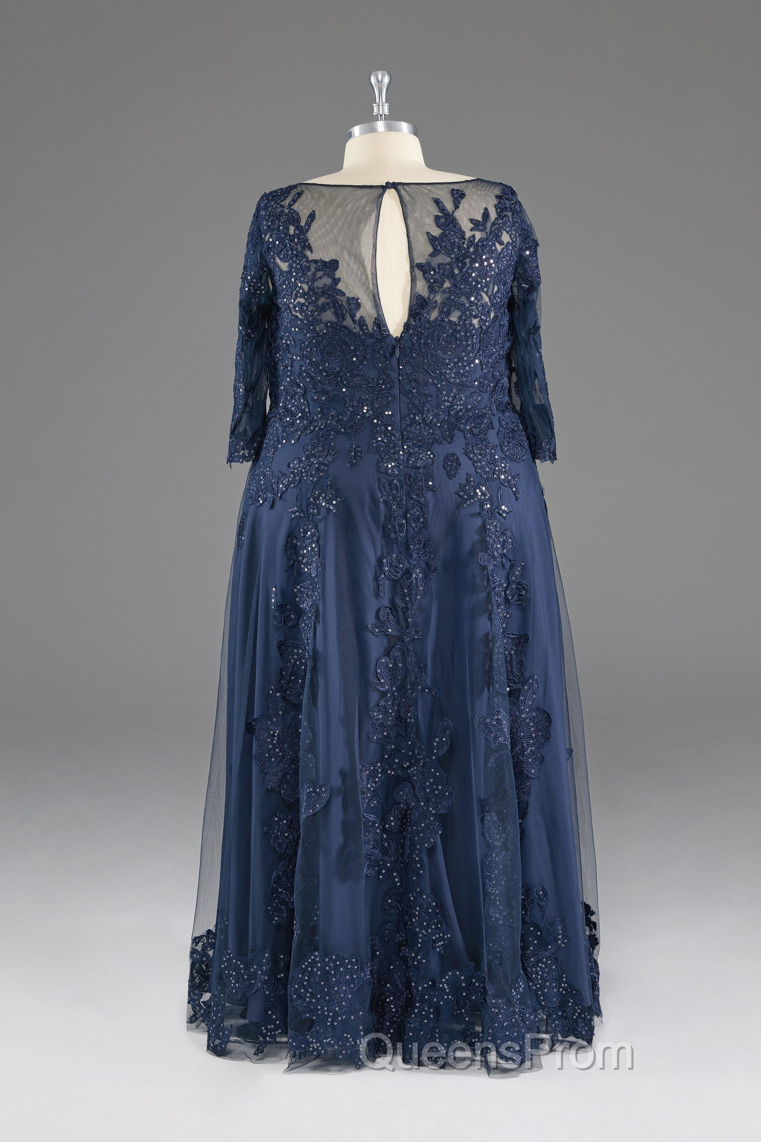 Half sleeves Sequined Elegant Lace Mother of The Bride Dress