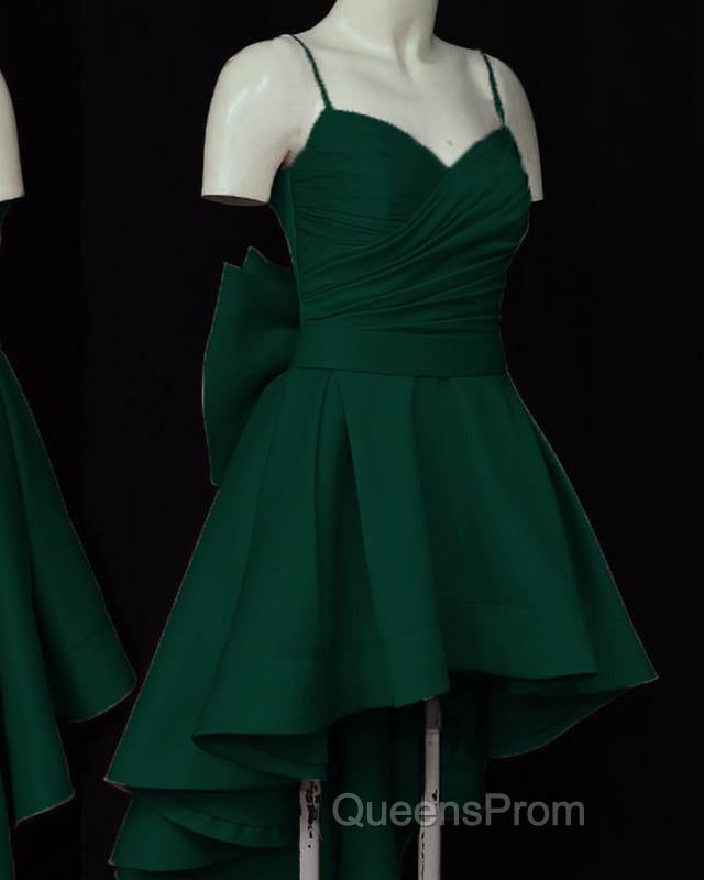 High Low Style Sweetheart Bow Back Satin homecoming Dress Secondary image